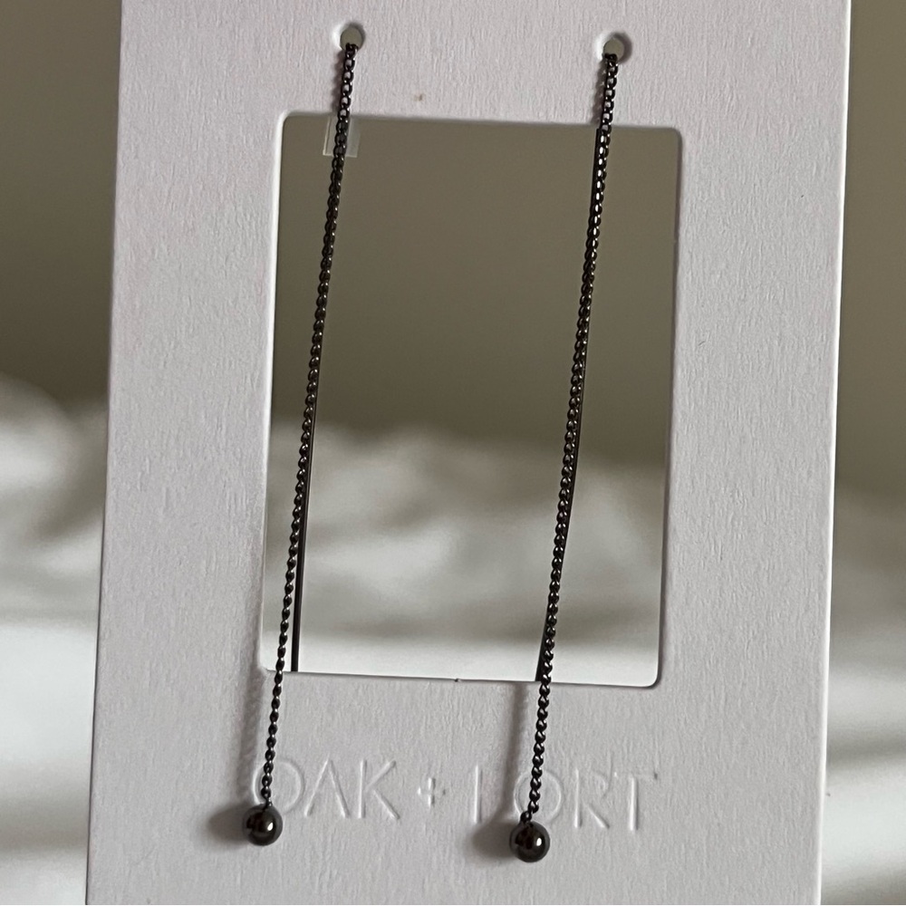 Oak + Fort Black Chain Earrings